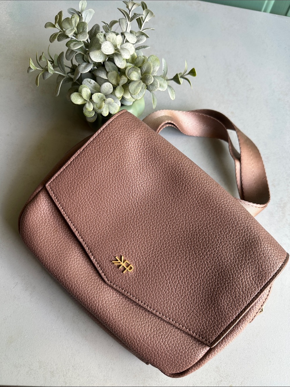 Freshly Picked Rose Taupe Pebbled Crossbody Bag